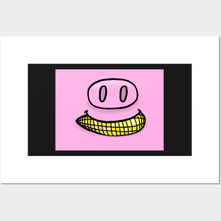 Pig Mouth With Corn Face Mask Posters and Art